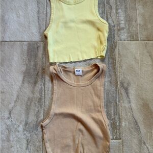 TNA Girls Ribbed Tank Set in Yellow and Beige